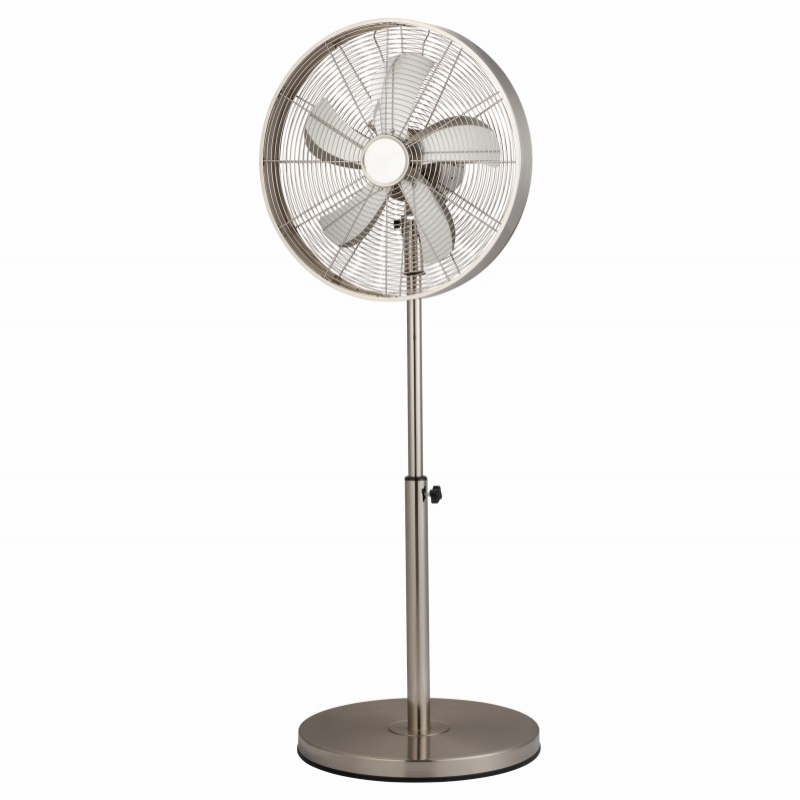 16 Inch Metal Drum Pedestal Fan Brushed Steel 